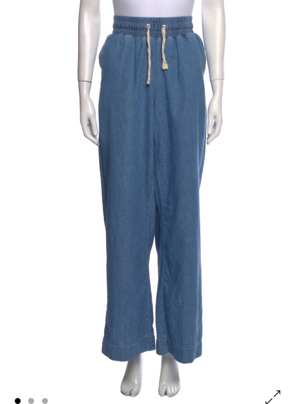 FRAME light Wash Blue Drawstring Wide-Leg Denim Pants